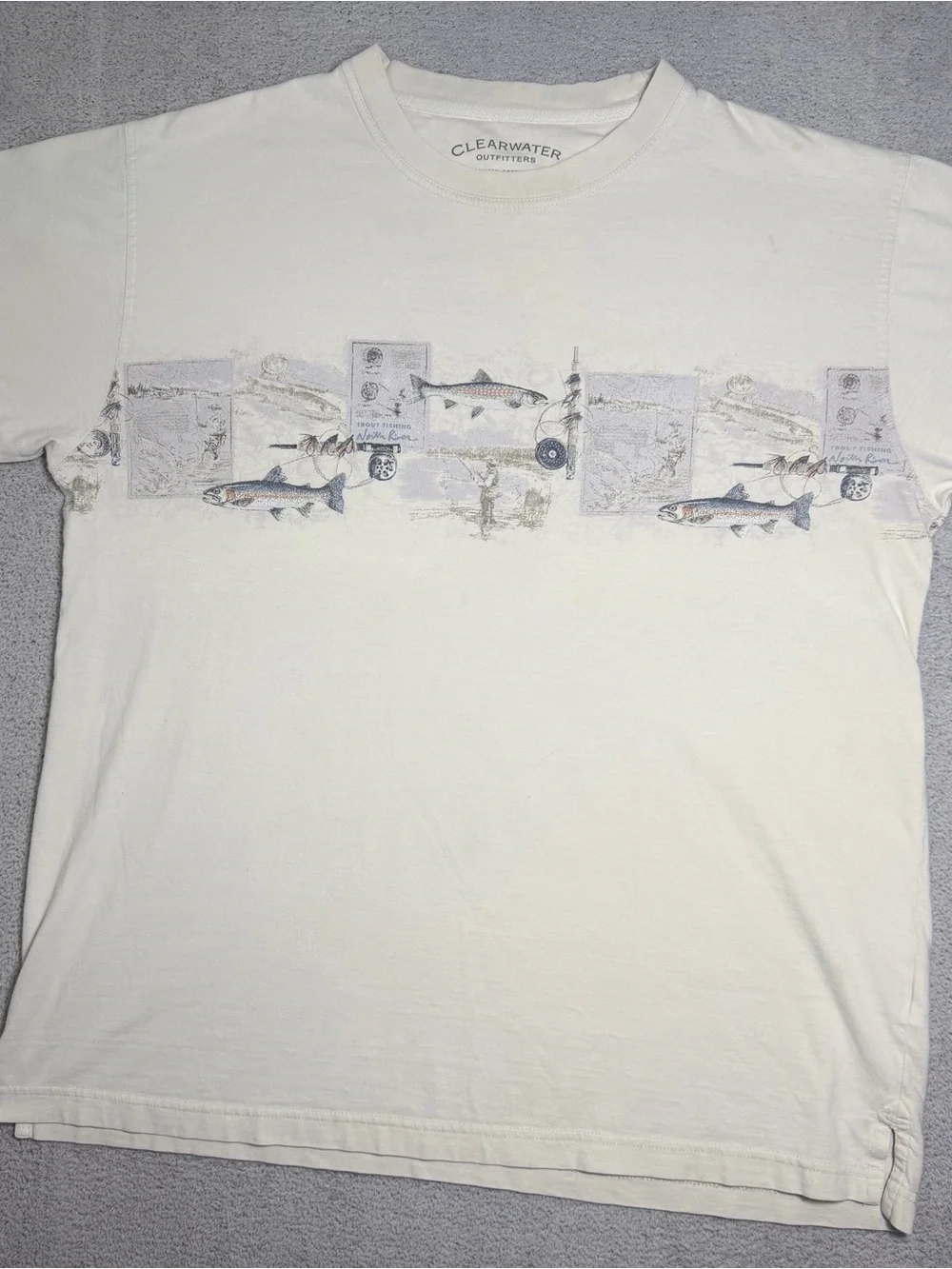 Clearwater Outfitters Fishing Shirt Mens Large Fly Fishing Trout Chest Graphic